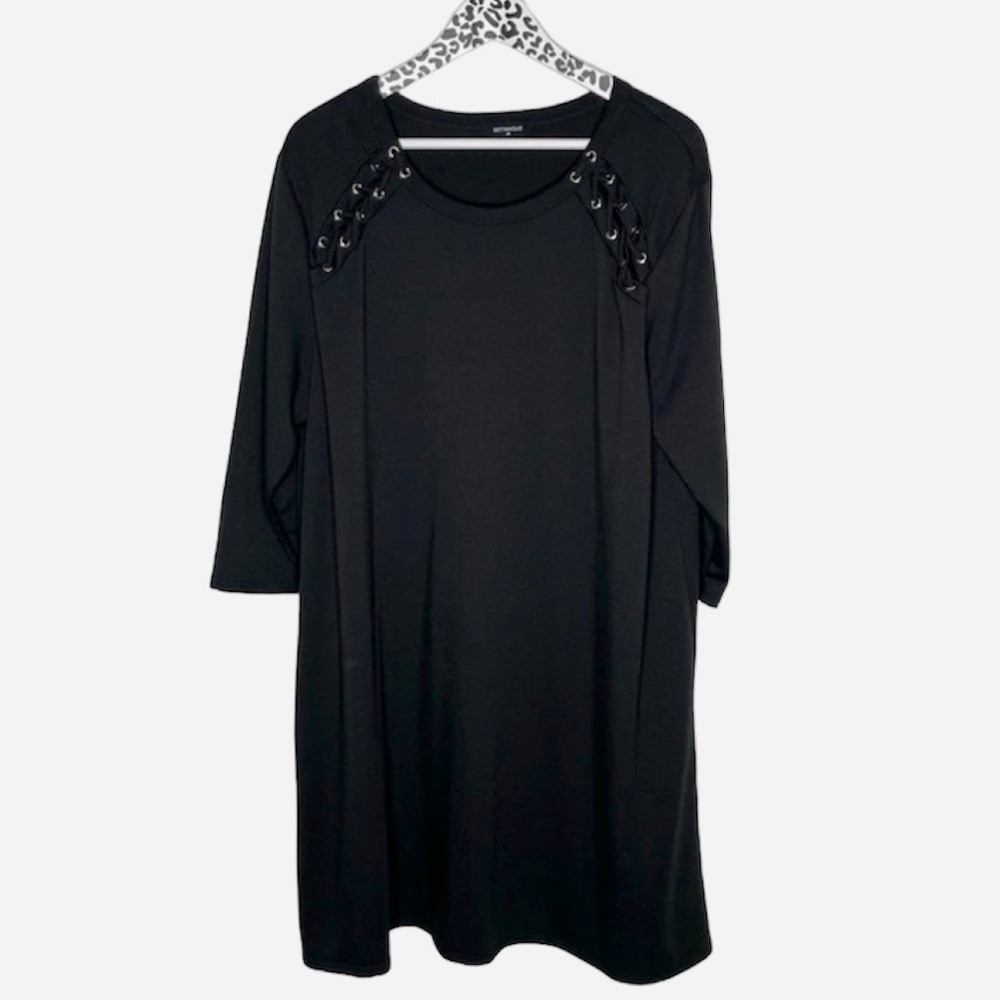 Botanique Plus Size black with silver grommets tie front dress size 2X